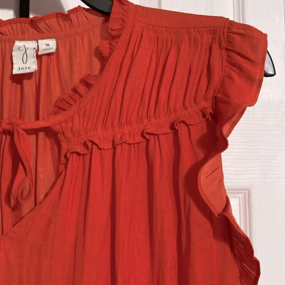 Joie orange lightweight top blouse shirt size 1X - Picture 3 of 14